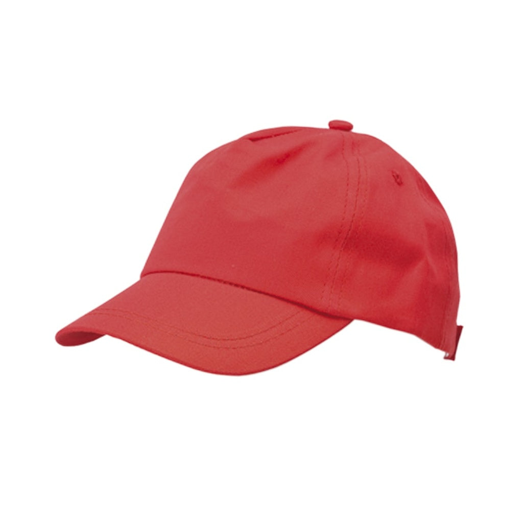5 Panel Kid Cap In Bright Colors. In 100% Cotton Material, Red