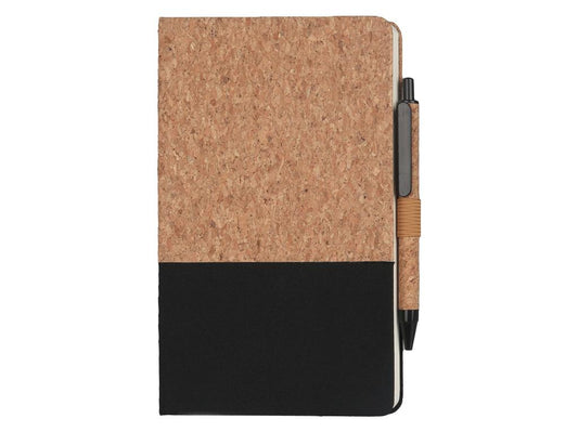 BORSA - eco-neutral A5 Cork Fabric Hard Cover Notebook and Pen Set - Black