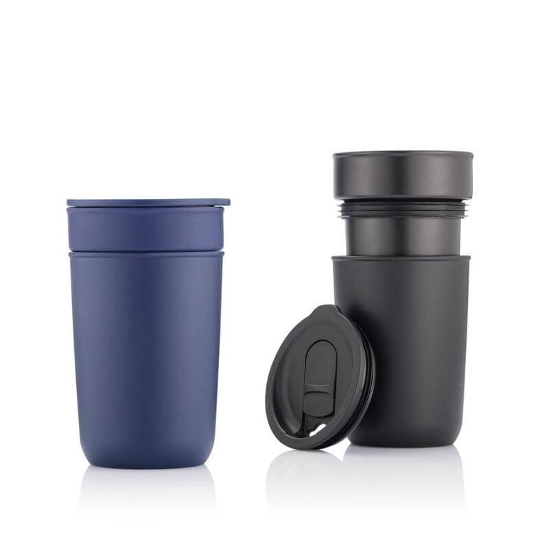 SAVONA - Hans Larsen Premium Ceramic Tumbler With Recycled Protective Sleeve - Black